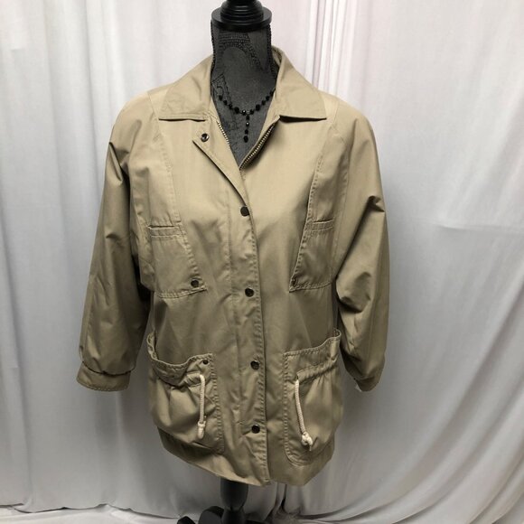 Freddi-Gail Water Repellent Jacket Womens 5-6 Beige Drawstring Pockets Full Zip - Picture 1 of 9